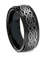 (New With Tag)Black Tungsten Carbide Celtic Wedding Band Ring - Price fo... - £46.90 GBP