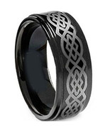 (New With Tag)Black Tungsten Carbide Celtic Wedding Band Ring - Price fo... - £44.76 GBP