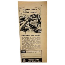 Sergeants Dog Medicines Vintage Print Ad 40s Old Sarge Bulldog Soldier - £11.89 GBP