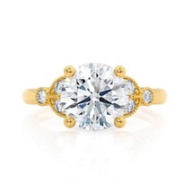 1.10 Ct Brilliant Round Cut Engagement Classic Wedding Ring Dainty Art Deco Ring - £80.18 GBP