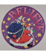 Handpainted Needlepoint Canvas Santa Mary Englebreit XMAS Believe Holiday HP Vtg - $125.00