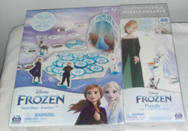 Disney FROZEN 2 Snowflake Journey Board Game And 48 Piece Glitter Puzzle... - $11.99