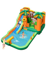 Inflatable Water Slide Park Monkey Bounce House Splash Pool Without Blower - £358.37 GBP