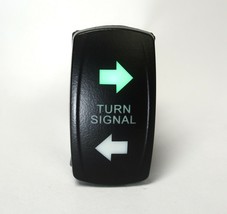 Turn Signal Rocker Switch Green SPDT 20A 12v 4pin, Maintained, Illuminated - £9.58 GBP