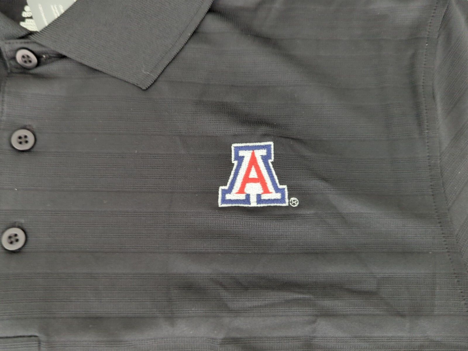Primary image for Champion NCAA Arizona Wildcats Textured Solid Short Sleeve Polo Sz L Black NWT