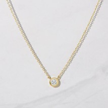 0.25CT Lab-Created Pendente Diamante Solitario Collana 14K Argento Placc... - $169.87