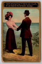 Victorian Woman holds Man Its Hard to Break Away 1910 to Molusk VA Postcard H27 - £5.44 GBP