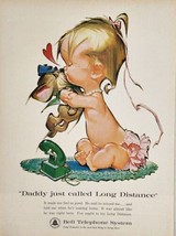 1962 Print Ad Bell Telephone System Baby Gets Long Distance Call from Daddy - £13.87 GBP