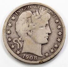 1908-D 50C Barber Demi Dollar En Fin État, Naturel Couleur - $1,284.15 MXN 1908-D 50C Barber Demi Dollar En Fin État, Naturel Couleur - $1,284.15 MXN