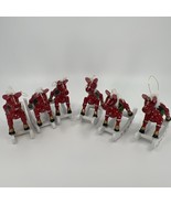 Lot 6 Vintage Wooden Rocking Horses Christmas Tree Ornaments Made In Taiwan - $12.00