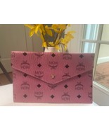 MCM Pink Leather Envelope Clutch Bag With Logo Print - $138.37 CAD