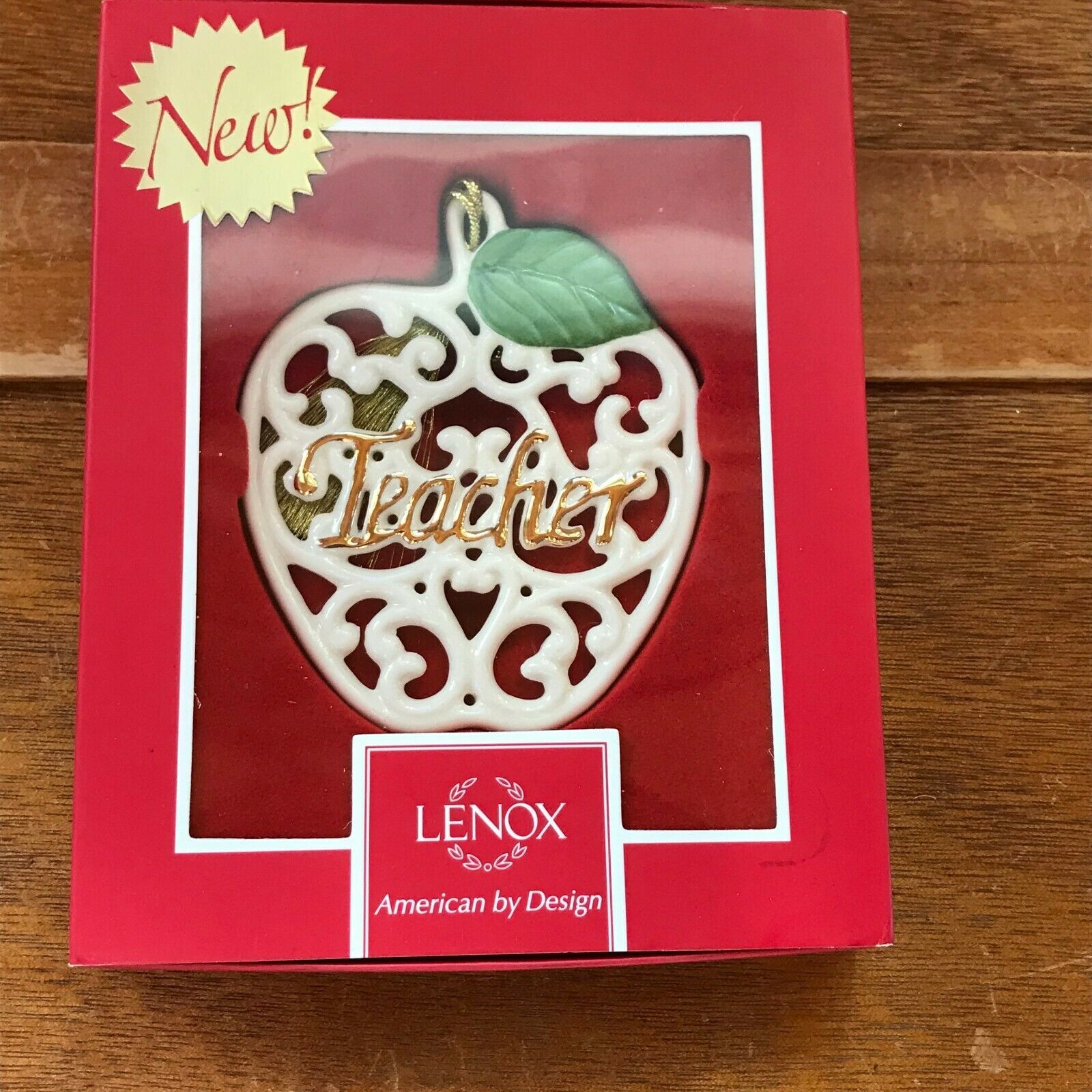 Estate Lenox Cream Curlicue Animal with Gilt Teacher Porcelain Christmas Tree Or - $9.49