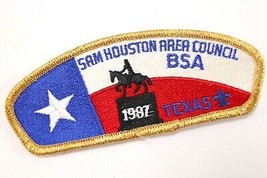 Vintage 1987 Sam Houston Area Council Texas Gold Boy Scouts America Flap Patch - £8.72 GBP