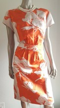 $1,990 Carolina Herrera Stunning Silk Orange Coral Rose Runway Dress Us 16 - £480.29 GBP