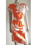 $1,990 CAROLINA HERRERA STUNNING SILK ORANGE CORAL ROSE RUNWAY DRESS US 16 - £478.81 GBP