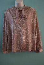 Vintage Alfred Dunner Womens Buttons Down Khaki White Dots Blouse Size 16 (Nwot) - £19.65 GBP