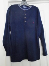 Polo Ralph Lauren Terry Shirt L/S Pullover Rugby Sleeve Logo Blue Mens M Vintage - £19.94 GBP