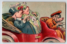 Dressed Pigs Married Husband Wife Bride Driver In Car Fantasy Anthropomorphic - £47.60 GBP