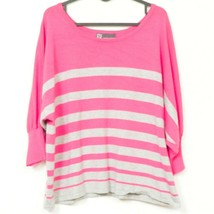 Chelsea &amp; Theodore Sweater S Womens Dolman Sleeve Striped Pink Gray Knit - £12.35 GBP