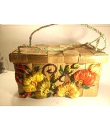 Vintage Rattan Straw Rafia Tote Bag Purse Storage Sewing Basket Weave Bo... - $34.00