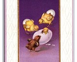 Fantasy Easter Greetings Baby Chicks Eggs Embossed DB Postcard H29 - $3.91