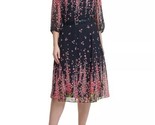 TOMMY HILFIGER Plus Size Floral Print A-Line Dress with Belt Navy Size 1... - $56.09
