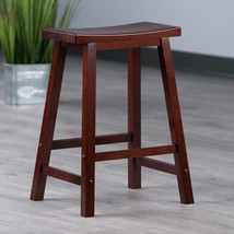 Stool Wood Counter Height Satori 24-Inch Saddle Style Walnut Contemporary Brown - £45.34 GBP