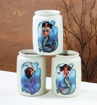Mermaid Crocks Jar Set of 3 Ocean Sea Nautical Mythical Fantasy Collecti... - £51.04 GBP