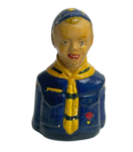 Vintage ceramic 3.25&quot; H Cub Scout Bust paperweight - £15.37 GBP