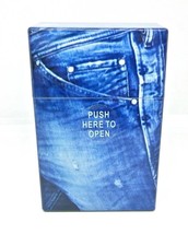 Fujima Blue Jean Design #4 King Size Auto Open Button Cigarette Case - £6.65 GBP