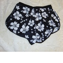 Womens Swim Shorts Black White Floral Swimsuit Boardshorts Bottoms-sz XL - £15.56 GBP