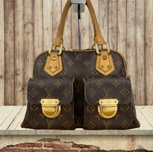 Louis Vuitton authentic Manhattan PM Monogram Canvas double pocket handbag - £795.51 GBP