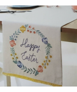 Threshold ~ HAPPY EASTER ~ 14&quot; x 72&quot; ~ 100% Cotton ~ Embroidered Table R... - $30.69 CAD