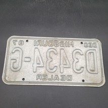 Vintage Aluminum DEC 1987 Green White Missouri Dealership License Plate D3434-G - £7.11 GBP