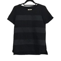 Madewell Womens Top Black Satin Striped Night Out Short Sleeve Tee Shirt Sz Xs - £10.71 GBP