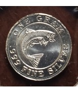 1 Gram .999 Fine Silver 1-1/2&quot; Round - Monarch Salmon Fish - $3.95
