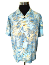 Caribbean Island Casual Shirt Men&#39;s Size Large Blue Tan Hawaiian Tropical Aloha - £15.18 GBP