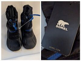 Sorel Hiver Neige Bottes Isolé Doublé Bleu Noir Bébé 6 1831 Swl Neuf - $62.35