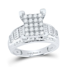 Sterling Silver Round Diamond Cluster Bridal Wedding Engagement Ring 7/8 Cttw - £549.33 GBP