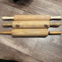 Lot Of 3 Vintage Wooden Rolling Pins Farmhouse Wood Kitchen Decor Primative - £29.40 GBP