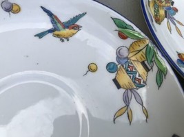 Deco Wetley China England Paper Lanterns Balloons &amp; Birds Hand Painted Plates - £39.42 GBP