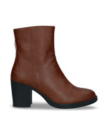 Bottes à talons pour femmes cheville en cuir végan marron avec fermeture... - $2,978.61 MXN