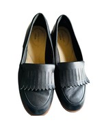 Clarks England Griffin Kilt Loafer Black Leather Shoes Size 7.5 - £29.75 GBP