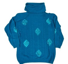 VTG RETRO 1992  I. B. DIFFUSION Turquoise Blue Bedazzled Sweater XS - $1,469.95 MXN