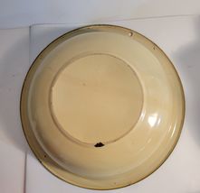 Vintage Enamel Basin Bowl 13" Cream with Green Trim image 5