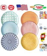 Set of 6 Vibrant 10 Inch Porcelain Dinner Plates - Dishwasher &amp; Microwav... - $1,843.31 MXN