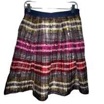 Trina Turk Tidepool Timber Frame Plaid 100% Silk Pleated Skirt Women&#39;s Size 6 - $36.09