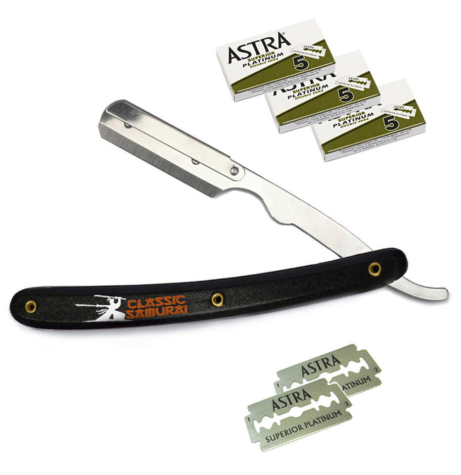 Stainless Steel Professional Straight Edge Barber Razor 15 Astra  Blades... - $13.99