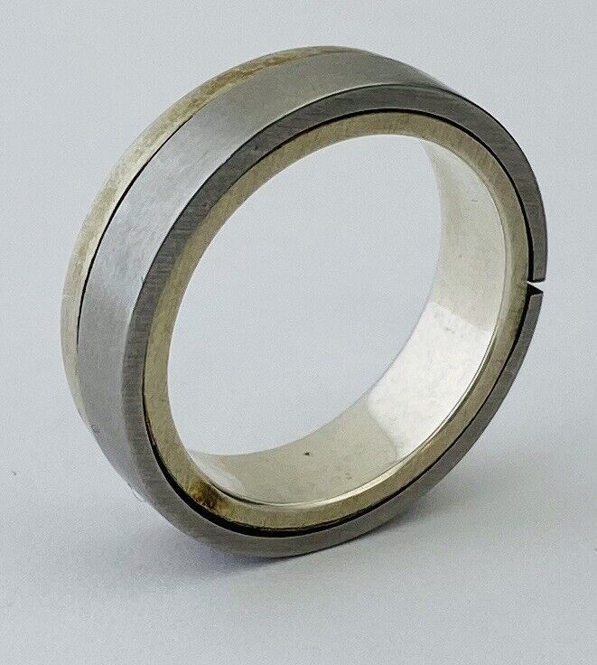 Artisan Made Titanium Two-Tone Ring, Unisex 5mm Band, Size 8 - $37.05