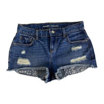 Old Navy Womens Shorts Size 2 Boyfriend Raw Hem Hot Pants Blue Stretch D... - $18.54